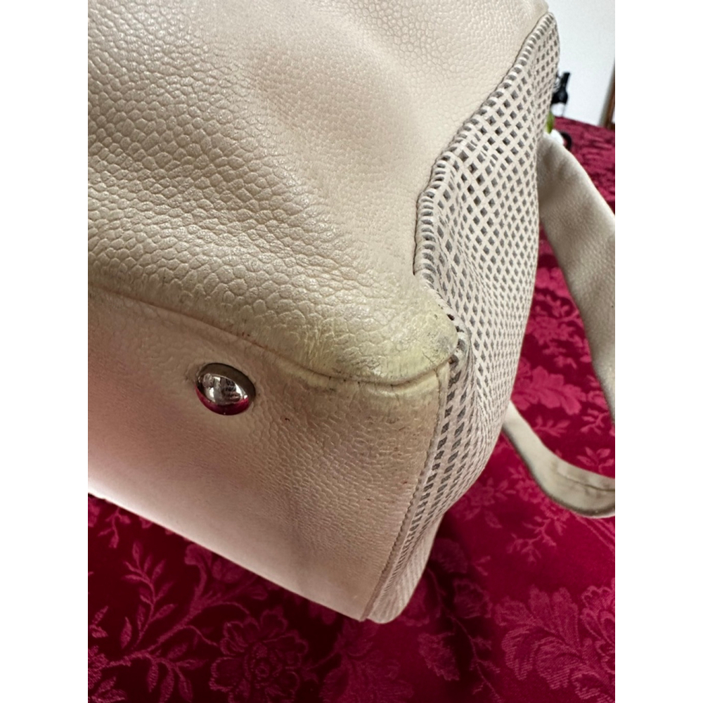 CHANEL Beige Perforated Leather Satchel Bowler Bag - Picture 9 of 16